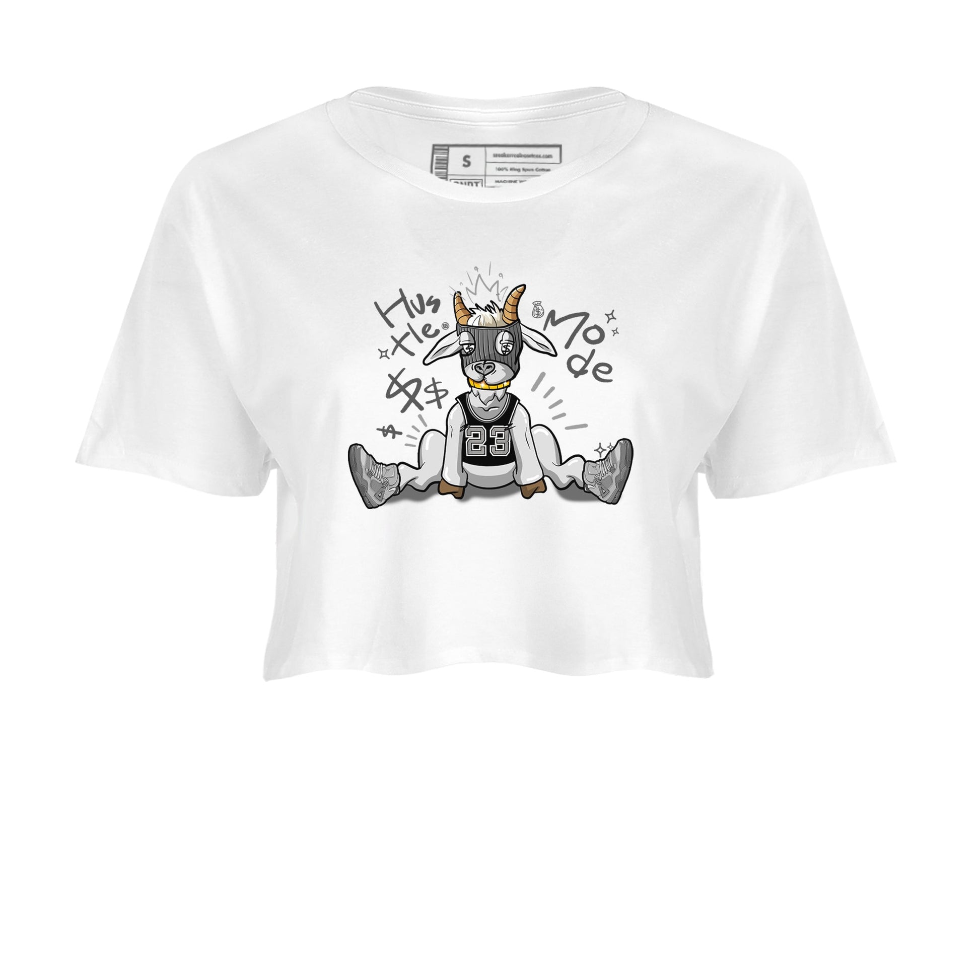 4s Wet Cement shirts to match jordans Hustle Goat sneaker match tees Air Jordan 4 Wet Cement SNRT Sneaker Release Tees unisex cotton White 2 Crop Shirts