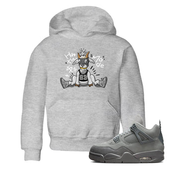 4s Wet Cement shirts to match jordans Hustle Goat sneaker match tees Air Jordan 4 Wet Cement SNRT Sneaker Release Tees Youth Baby Heather Grey 1 crew neck shirts