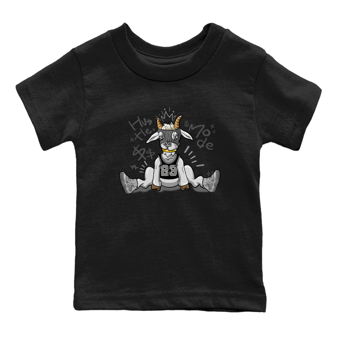 4s Wet Cement shirts to match jordans Hustle Goat sneaker match tees Air Jordan 4 Wet Cement SNRT Sneaker Release Tees Youth Baby Black 2 crew neck shirts