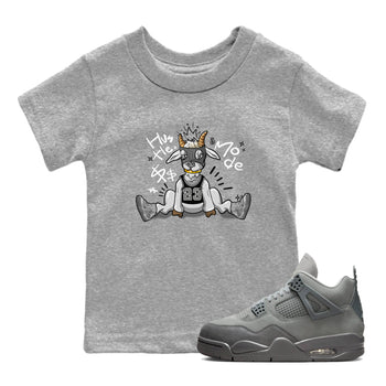 4s Wet Cement shirts to match jordans Hustle Goat sneaker match tees Air Jordan 4 Wet Cement SNRT Sneaker Release Tees Youth Baby Heather Grey 1 crew neck shirts