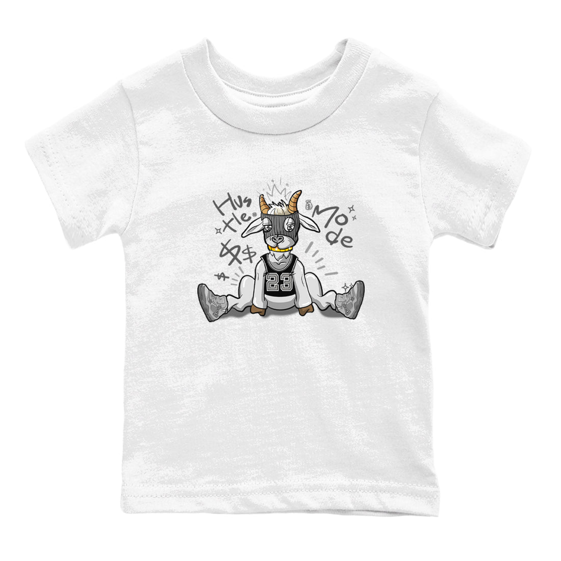 4s Wet Cement shirts to match jordans Hustle Goat sneaker match tees Air Jordan 4 Wet Cement SNRT Sneaker Release Tees Youth Baby White 2 crew neck shirts