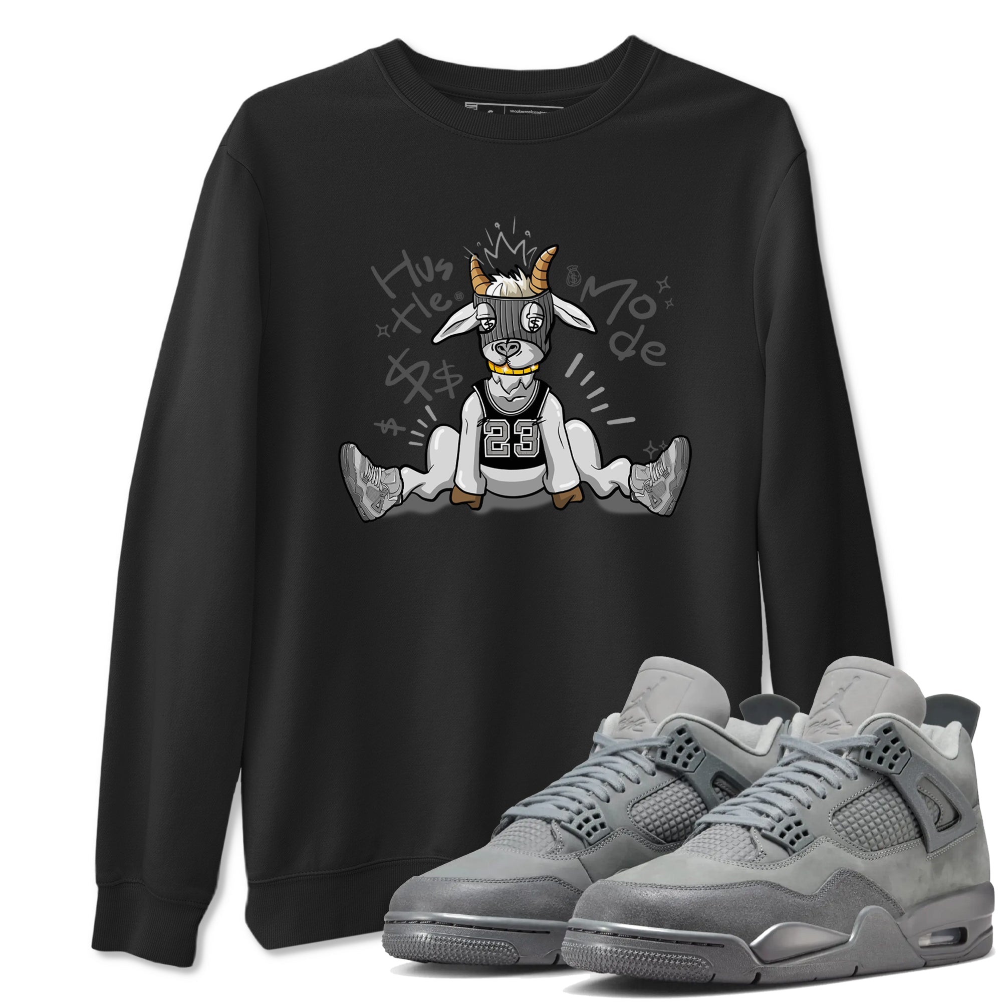 4s Wet Cement shirts to match jordans Hustle Goat sneaker match tees Air Jordan 4 Wet Cement SNRT Sneaker Release Tees unisex cotton Black 1 crew neck shirts