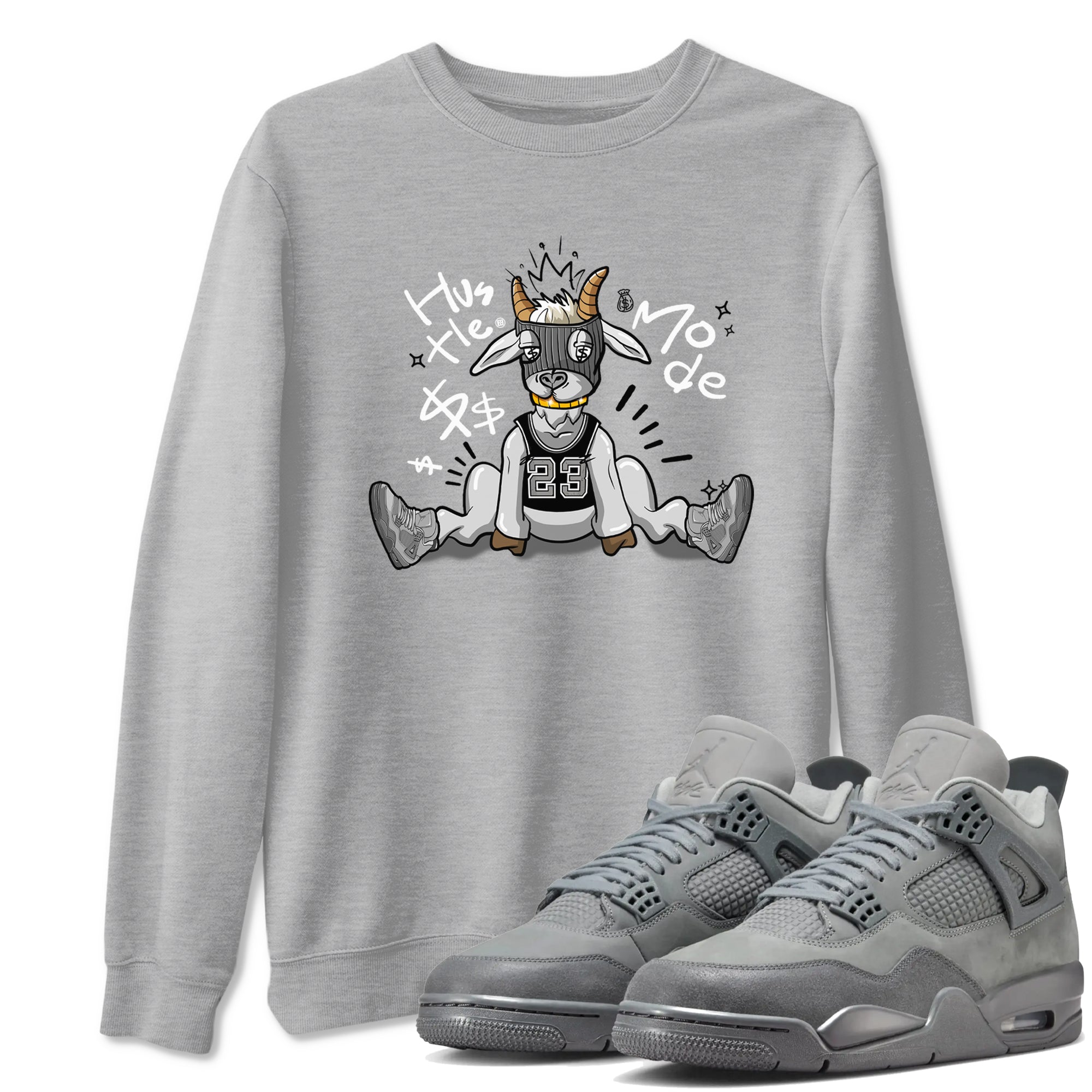 4s Wet Cement shirts to match jordans Hustle Goat sneaker match tees Air Jordan 4 Wet Cement SNRT Sneaker Release Tees unisex cotton Heather Grey 1 crew neck shirts