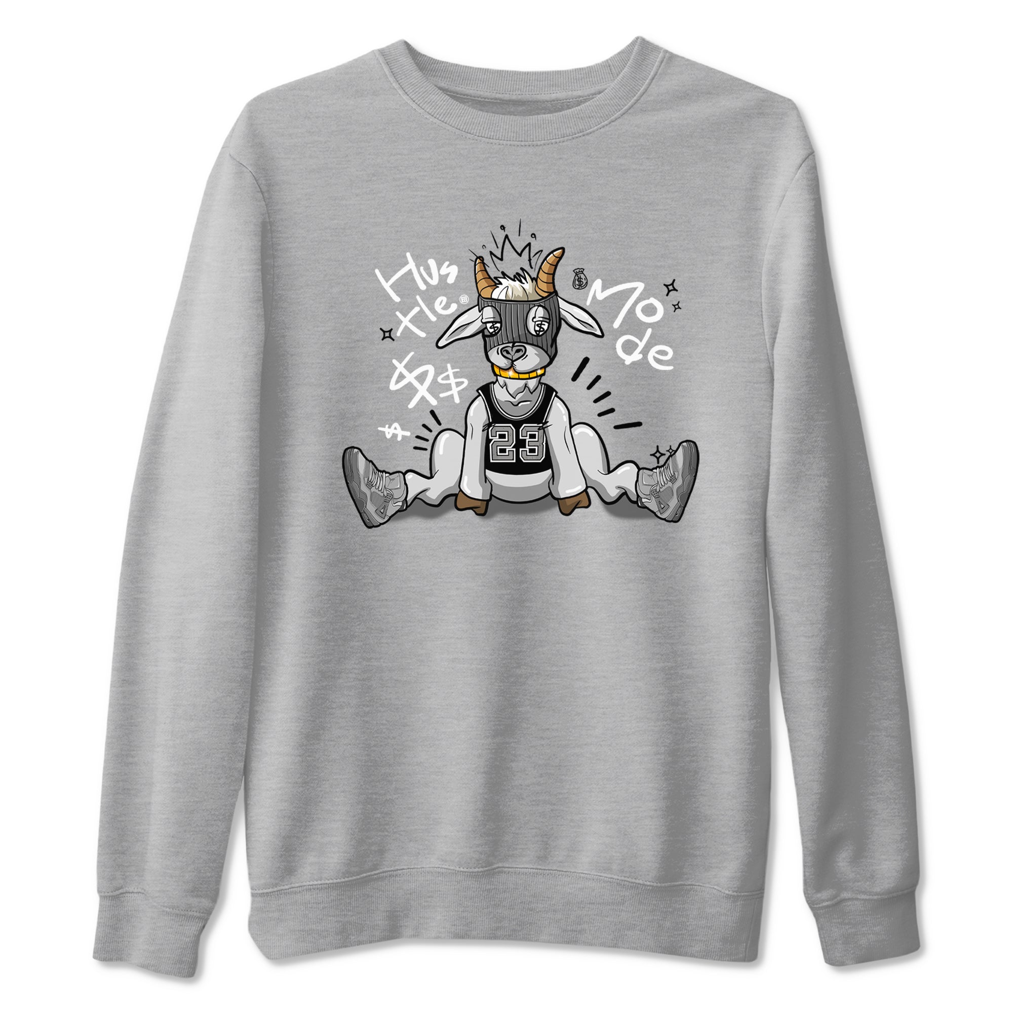 4s Wet Cement shirts to match jordans Hustle Goat sneaker match tees Air Jordan 4 Wet Cement SNRT Sneaker Release Tees unisex cotton Heather Grey 2 crew neck shirts