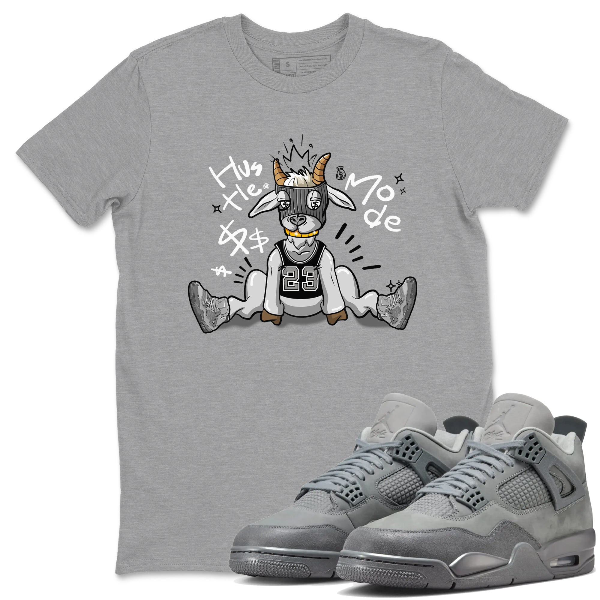 4s Wet Cement shirts to match jordans Hustle Goat sneaker match tees Air Jordan 4 Wet Cement SNRT Sneaker Release Tees unisex cotton Heather Grey 1 crew neck shirts