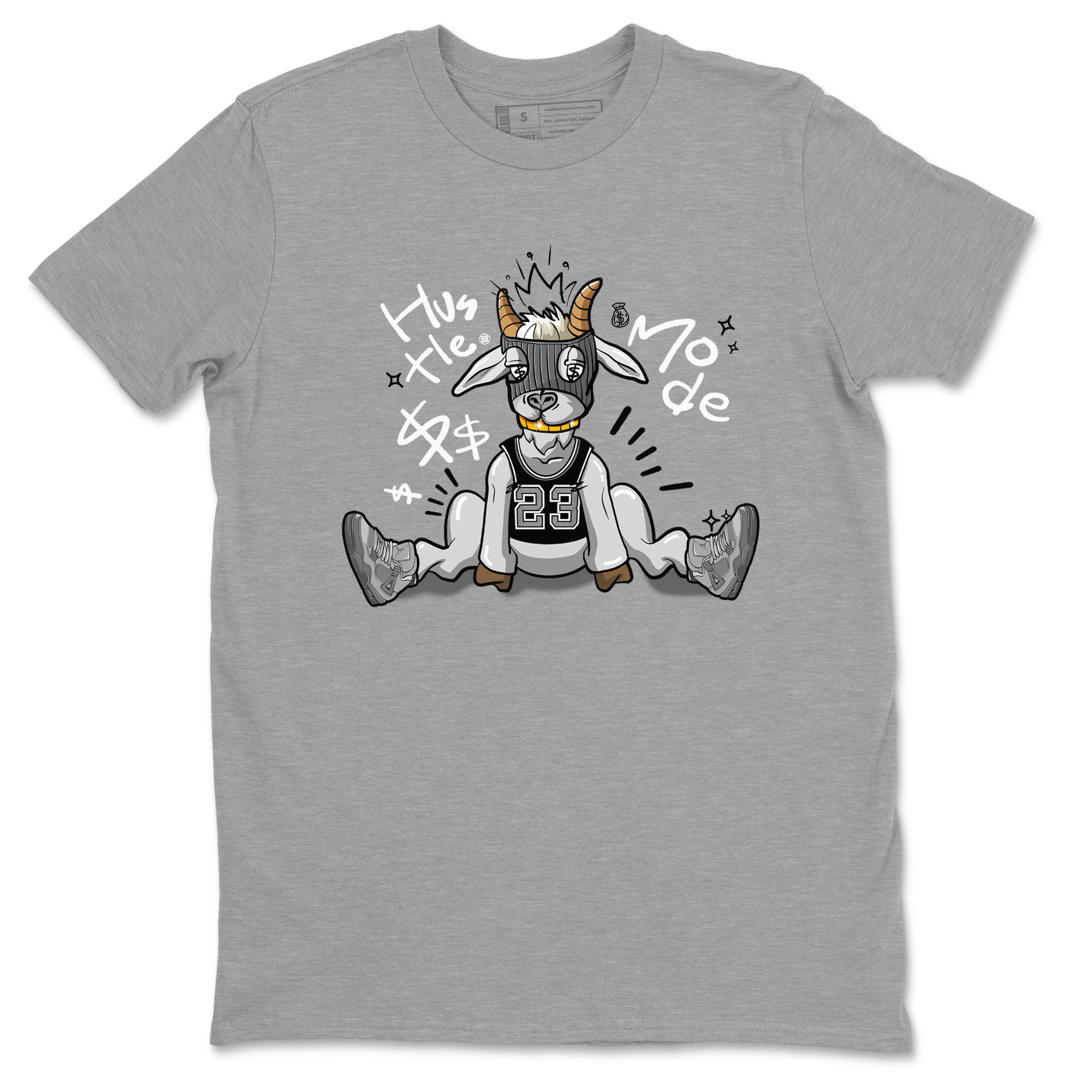 4s Wet Cement shirts to match jordans Hustle Goat sneaker match tees Air Jordan 4 Wet Cement SNRT Sneaker Release Tees unisex cotton Heather Grey 2 crew neck shirts