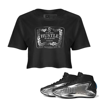 Adidas AE 1 Silver Metallic shirts to match jordans Hustle Harder sneaker match tees AE 1 Silver Metallic match shoes to clothes SNRT Sneaker Tees unisex cotton Black 1 crop tee