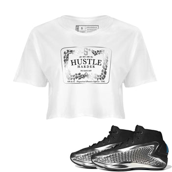 Adidas AE 1 Silver Metallic shirts to match jordans Hustle Harder sneaker match tees AE 1 Silver Metallic match shoes to clothes SNRT Sneaker Tees unisex cotton White 1 crop tee