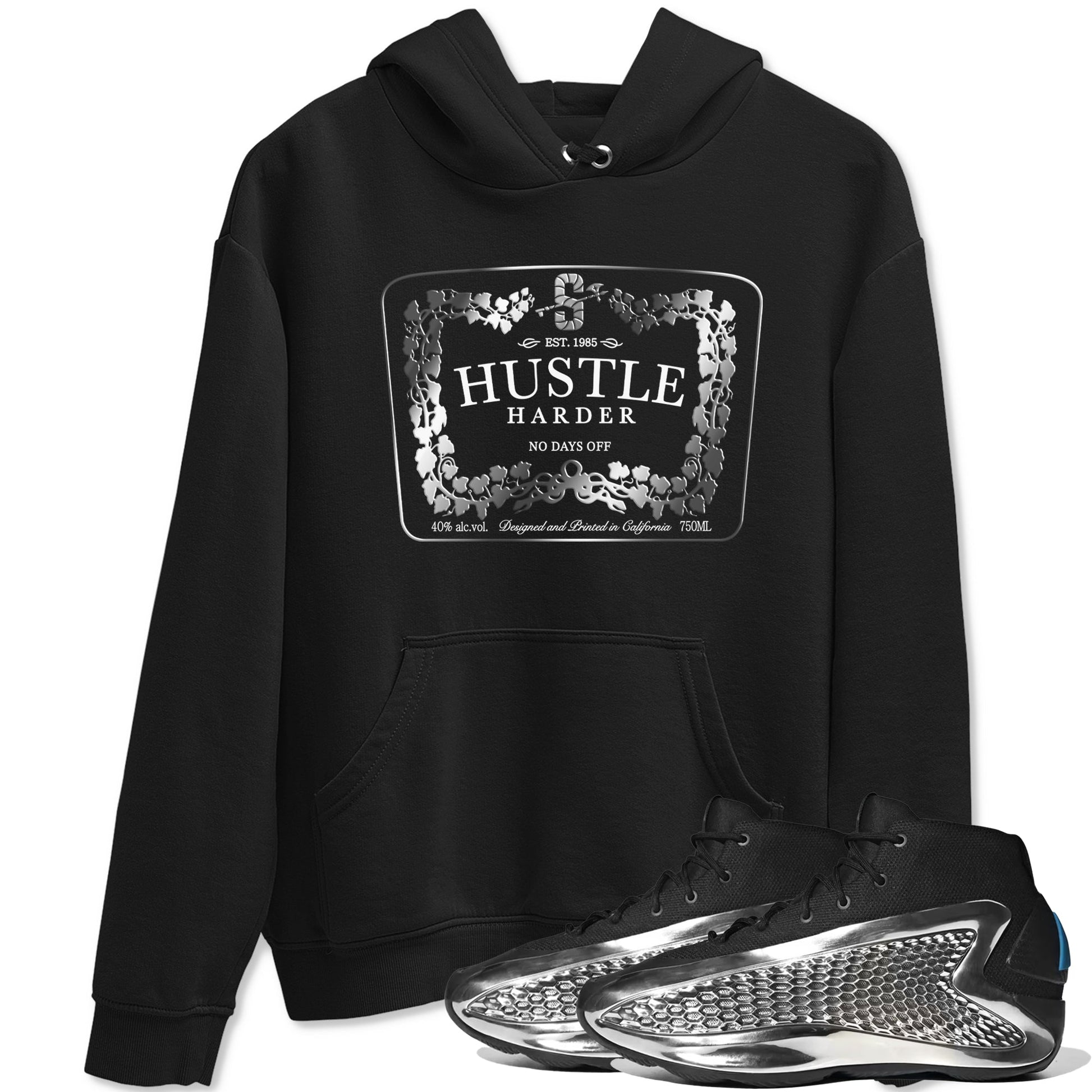 Adidas AE 1 Silver Metallic shirts to match jordans Hustle Harder sneaker match tees AE 1 Silver Metallic match shoes to clothes SNRT Sneaker Tees unisex cotton Black 1 shirts