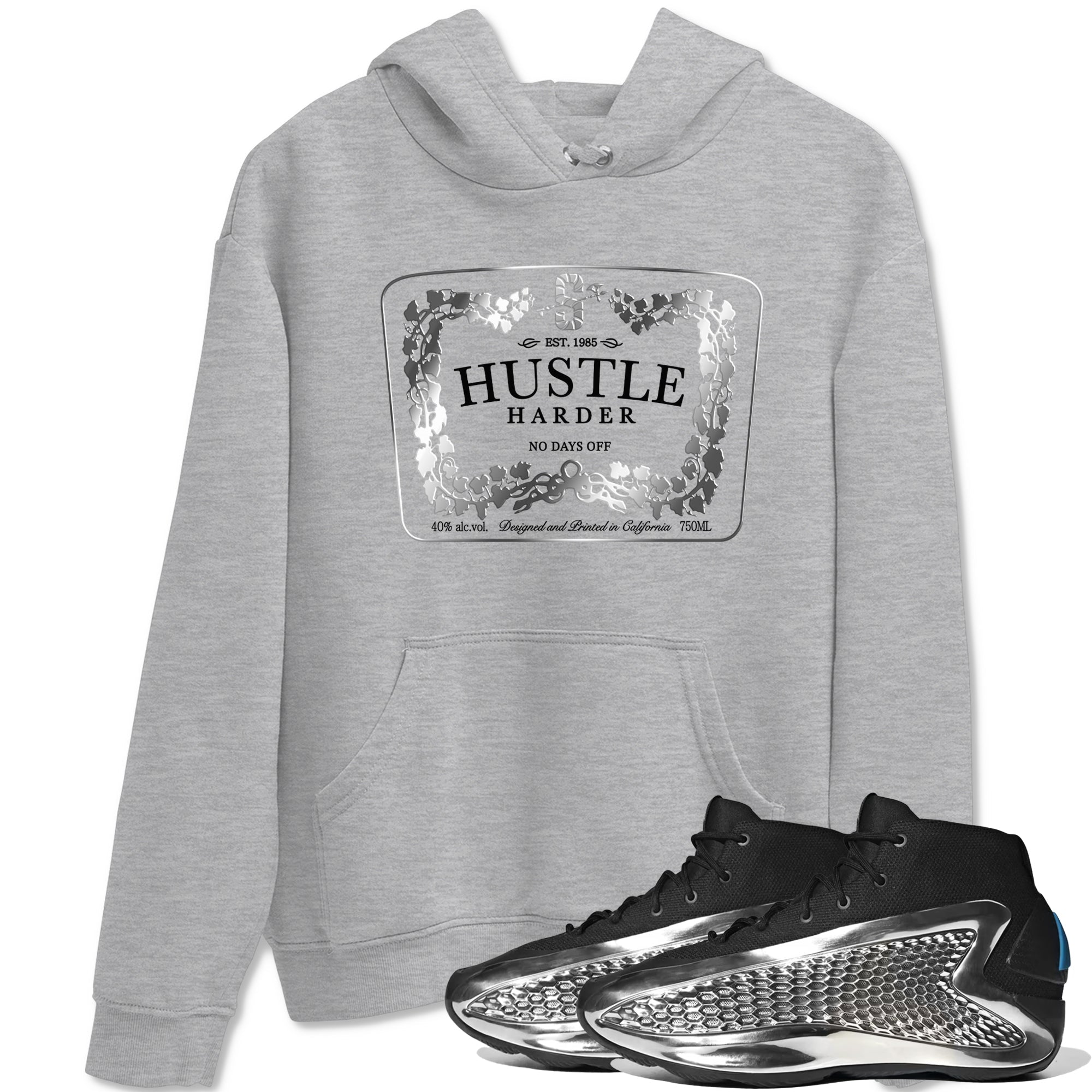Adidas AE 1 Silver Metallic shirts to match jordans Hustle Harder sneaker match tees AE 1 Silver Metallic match shoes to clothes SNRT Sneaker Tees unisex cotton Heather Grey 1 shirts