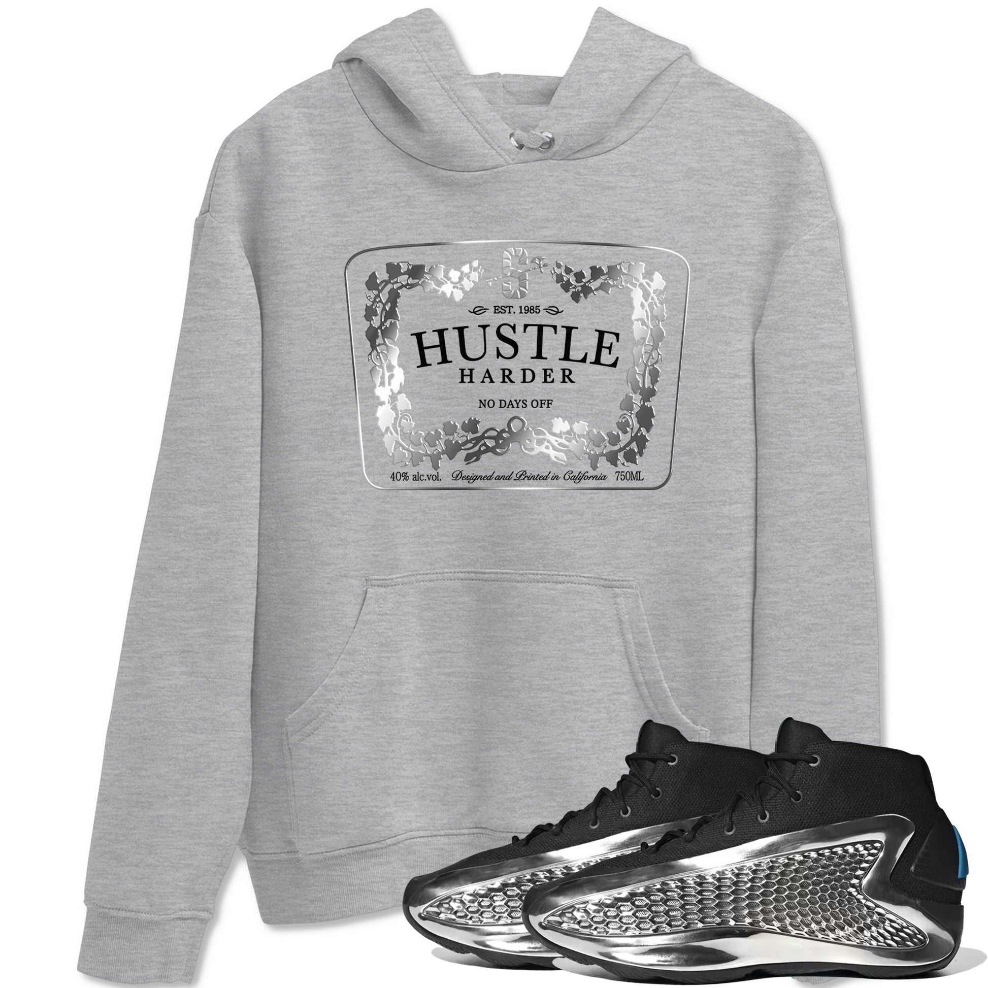 Adidas AE 1 Silver Metallic shirts to match jordans Hustle Harder sneaker match tees AE 1 Silver Metallic match shoes to clothes SNRT Sneaker Tees unisex cotton Heather Grey 1 shirts