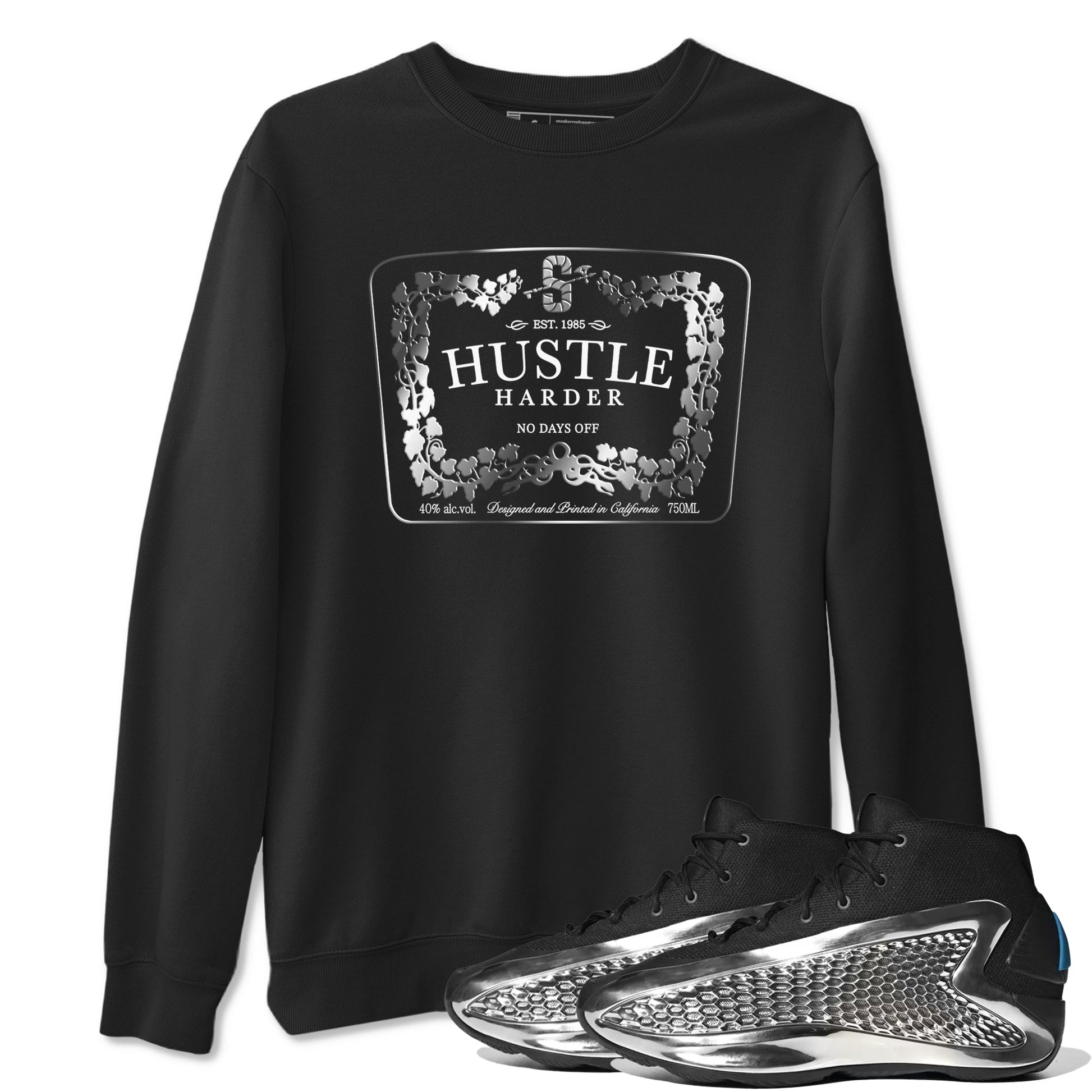 Adidas AE 1 Silver Metallic shirts to match jordans Hustle Harder sneaker match tees AE 1 Silver Metallic match shoes to clothes SNRT Sneaker Tees unisex cotton Black 1 shirts