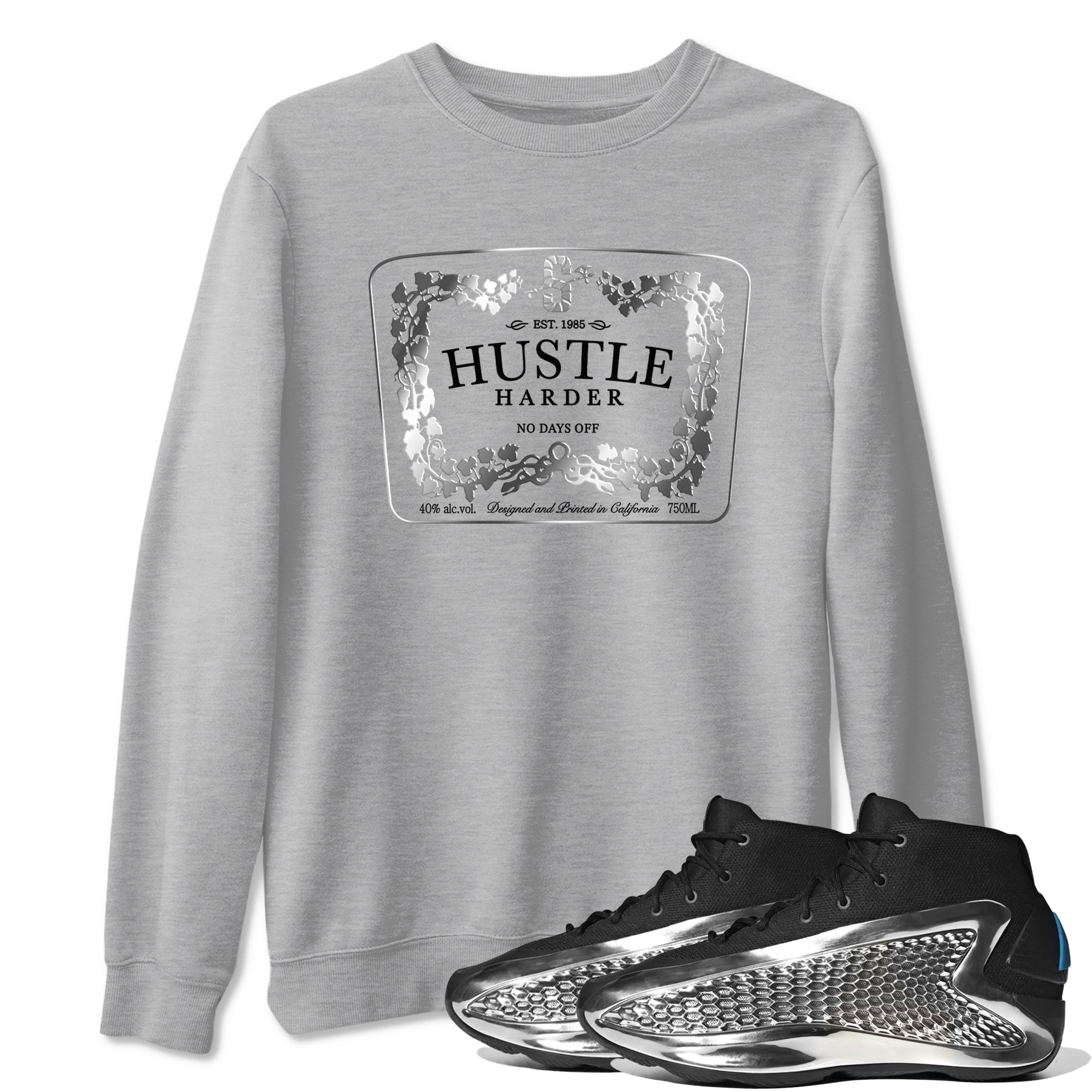 Adidas AE 1 Silver Metallic shirts to match jordans Hustle Harder sneaker match tees AE 1 Silver Metallic match shoes to clothes SNRT Sneaker Tees unisex cotton Heather Grey 1 shirts