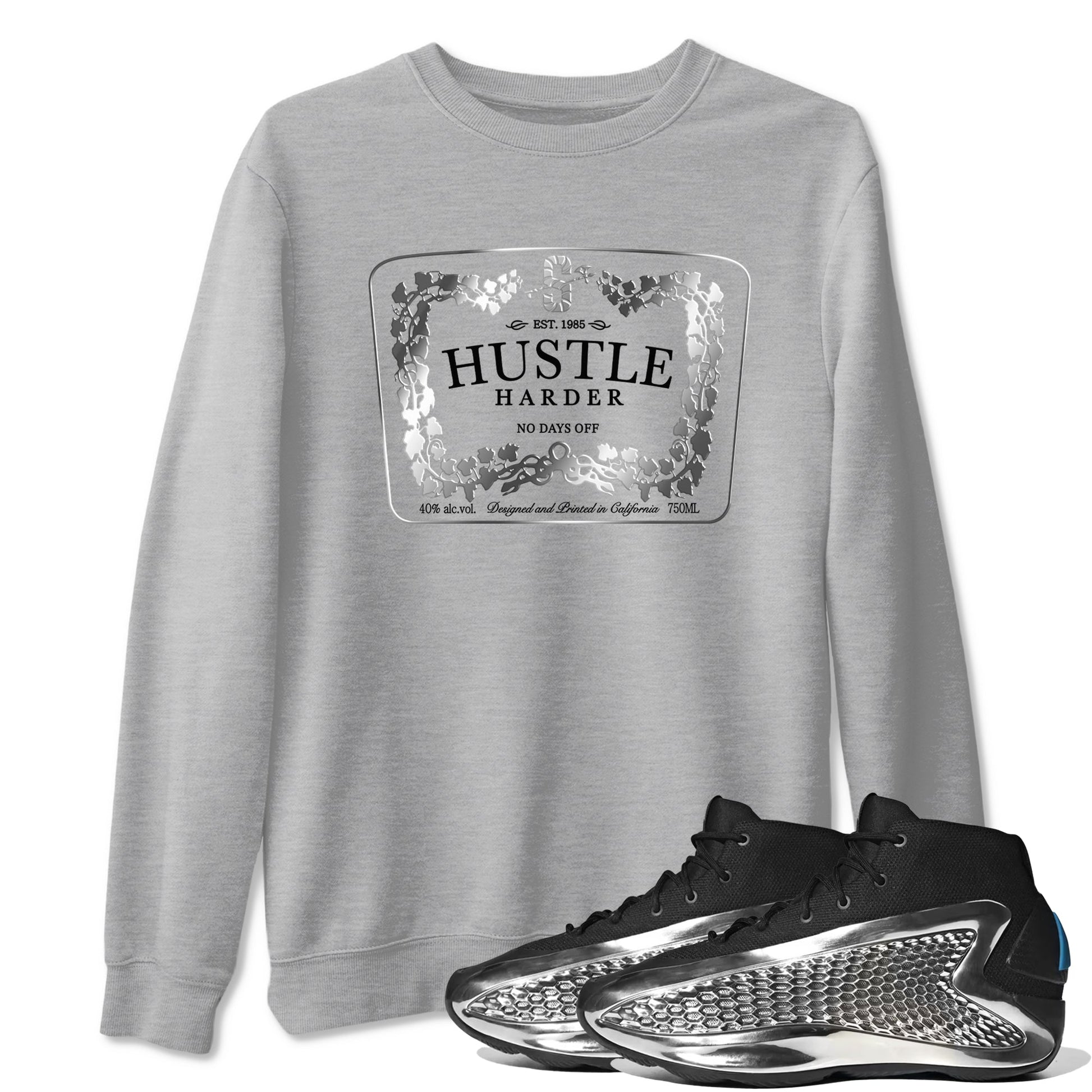 Adidas AE 1 Silver Metallic shirts to match jordans Hustle Harder sneaker match tees AE 1 Silver Metallic match shoes to clothes SNRT Sneaker Tees unisex cotton Heather Grey 1 shirts