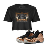 Air Foamposite 1 Metallic Copper Shirts To Match Jordans Hustle Harder Sneaker Shirts Air Foamposite One Metallic Copper SNRT Sneaker Release Tees Unisex Cotton Crew Neck Black 1 Crop Shirts