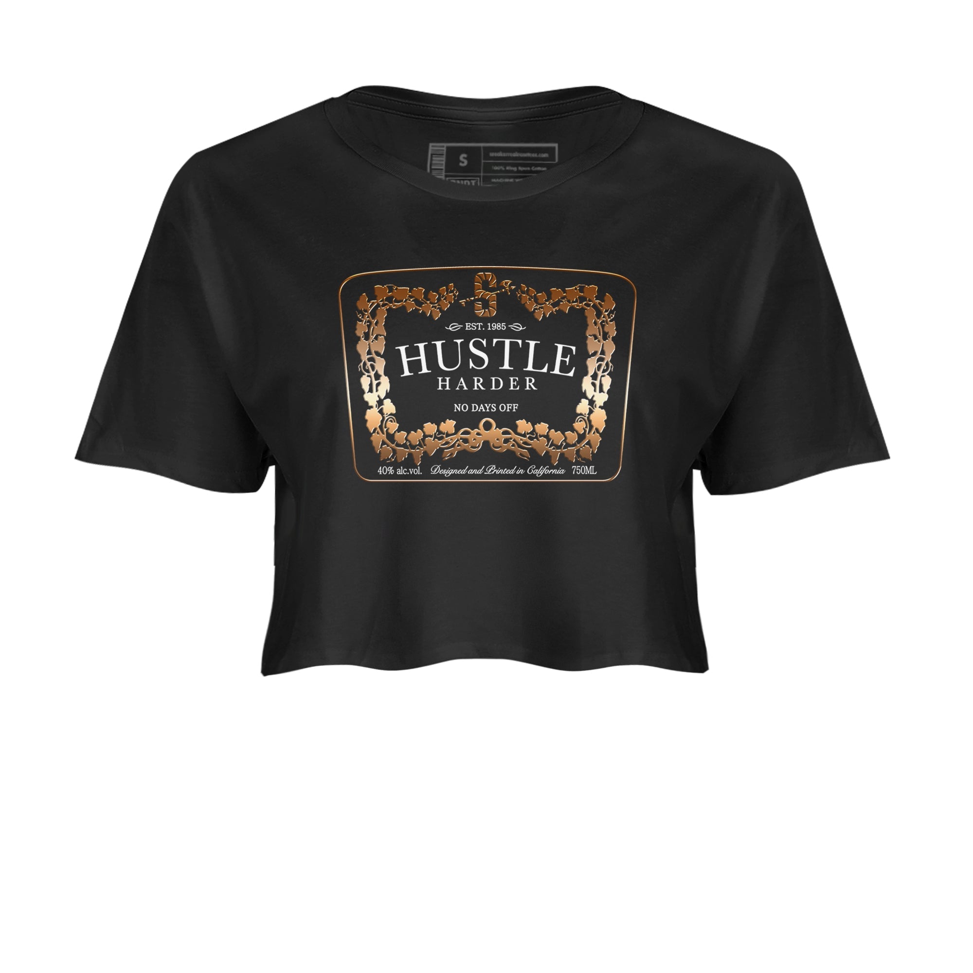 Air Foamposite 1 Metallic Copper Shirts To Match Jordans Hustle Harder Sneaker Shirts Air Foamposite One Metallic Copper SNRT Sneaker Release Tees Unisex Cotton Crew Neck Black 2 Crop Shirts