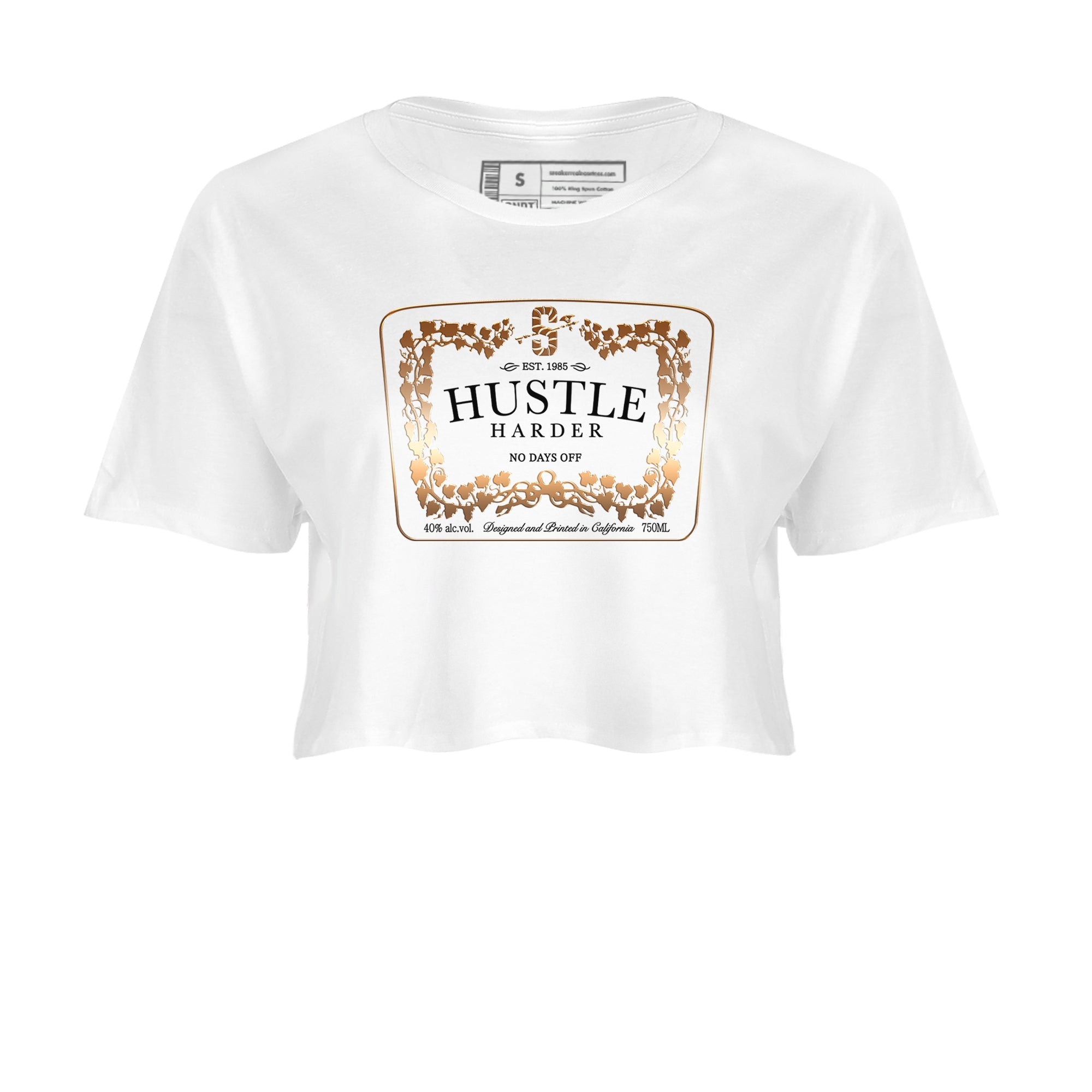 Air Foamposite 1 Metallic Copper Shirts To Match Jordans Hustle Harder Sneaker Shirts Air Foamposite One Metallic Copper SNRT Sneaker Release Tees Unisex Cotton Crew Neck White 2 Crop Shirts