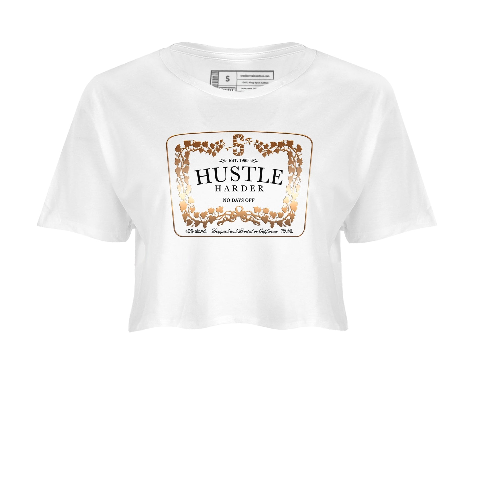 Air Foamposite 1 Metallic Copper Shirts To Match Jordans Hustle Harder Sneaker Shirts Air Foamposite One Metallic Copper SNRT Sneaker Release Tees Unisex Cotton Crew Neck White 2 Crop Shirts