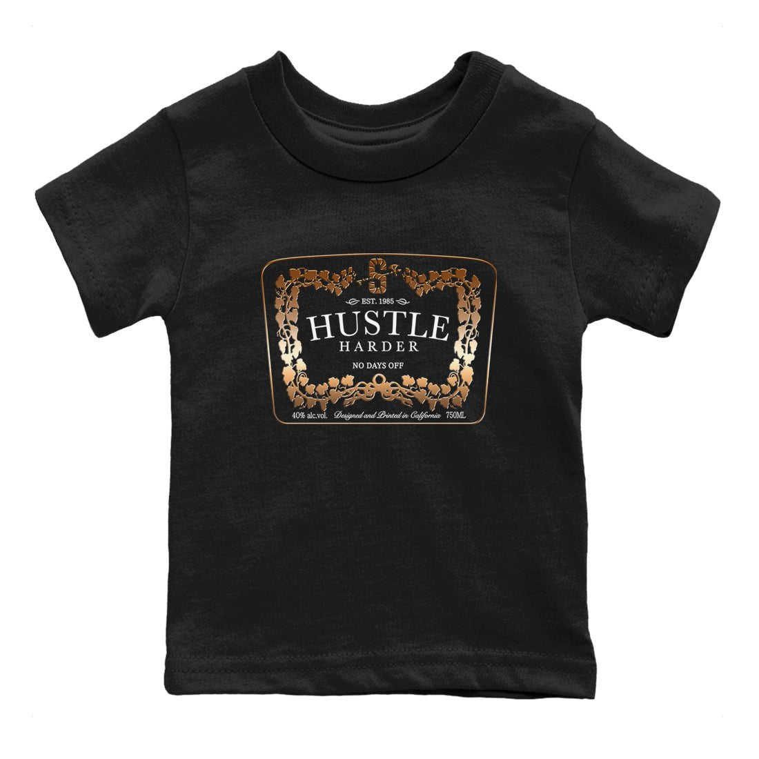 Air Foamposite 1 Metallic Copper Shirts To Match Jordans Hustle Harder Sneaker Shirts Air Foamposite One Metallic Copper SNRT Sneaker Release Tees Baby Youth Toddler Black 2 crew neck shirts