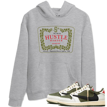 1s Travis Scott Medium Olive shirts to match jordans Hustle Harder sneaker match tees Air Jordan 1 Travis Scott Medium Olive SNRT Sneaker Release Tees unisex cotton Heather Grey 1 crew neck shirts
