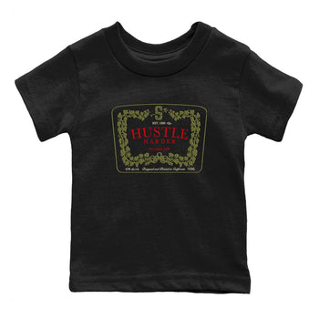 1s Travis Scott Medium Olive shirts to match jordans Hustle Harder sneaker match tees Air Jordan 1 Travis Scott Medium Olive SNRT Sneaker Release Tees Youth Baby Black 2 crew neck shirts