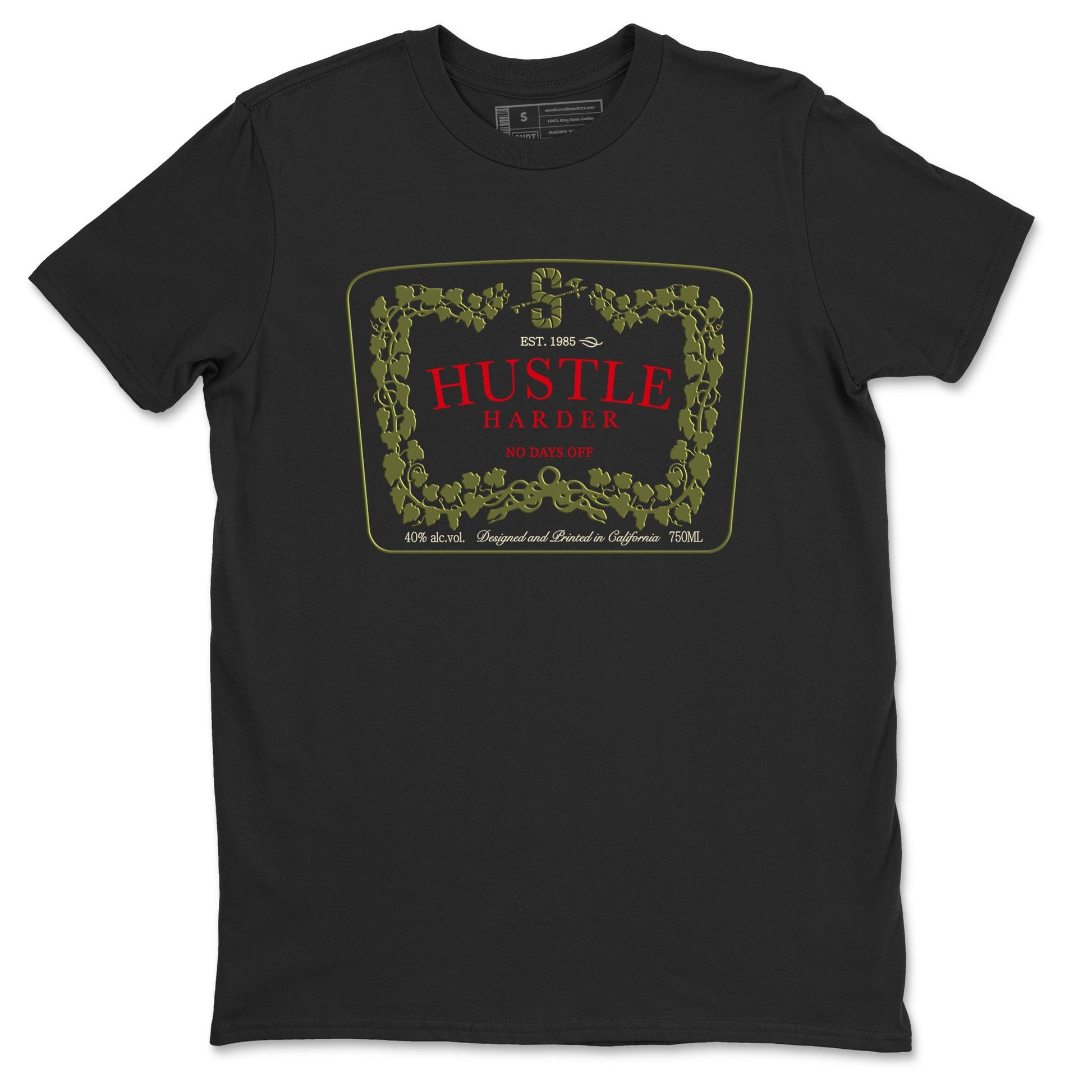 1s Travis Scott Medium Olive shirts to match jordans Hustle Harder sneaker match tees Air Jordan 1 Travis Scott Medium Olive SNRT Sneaker Release Tees unisex cotton Black 2 crew neck shirts