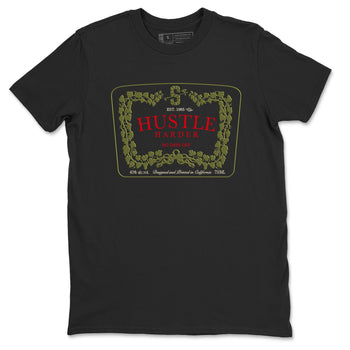 1s Travis Scott Medium Olive shirts to match jordans Hustle Harder sneaker match tees Air Jordan 1 Travis Scott Medium Olive SNRT Sneaker Release Tees unisex cotton Black 2 crew neck shirts