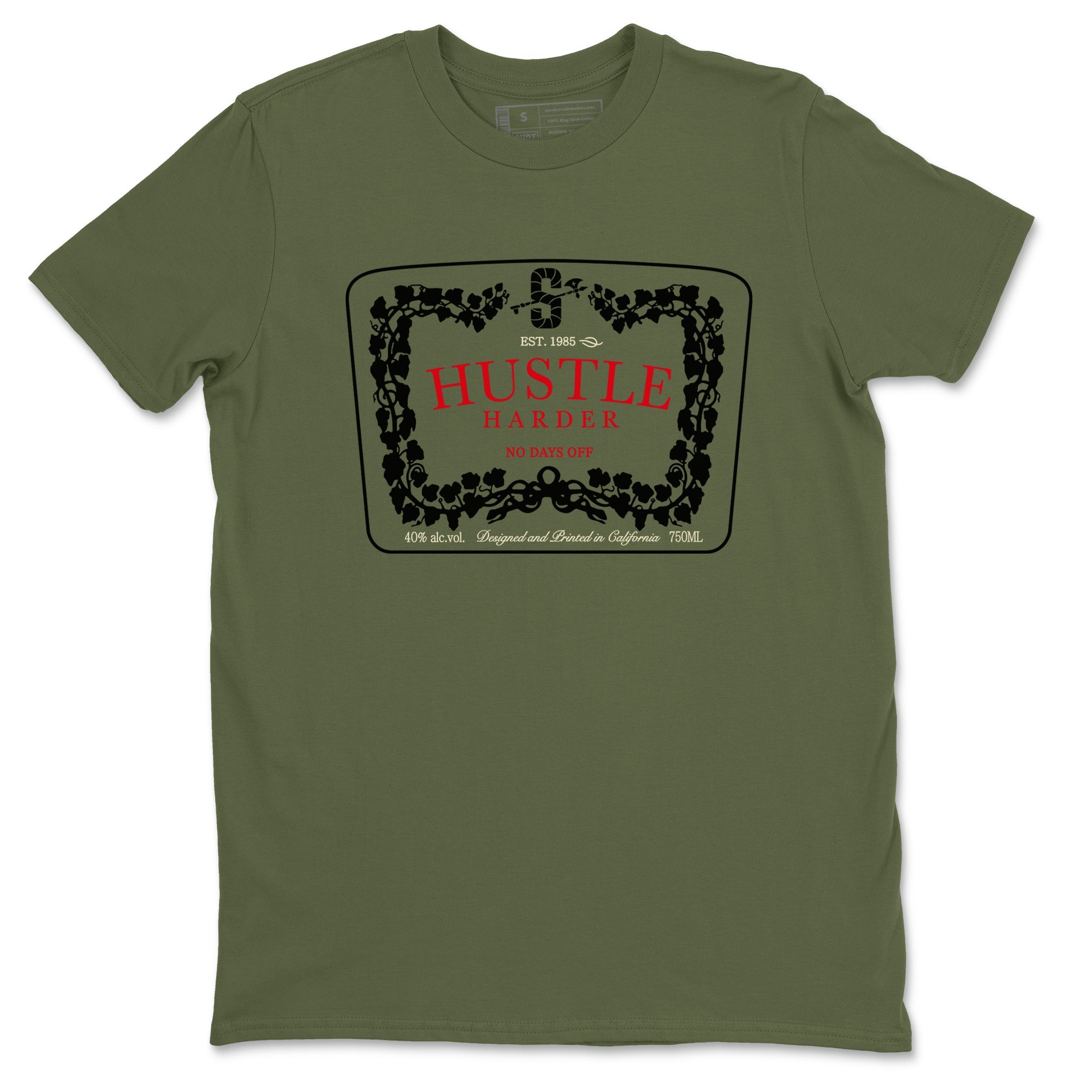 1s Travis Scott Medium Olive shirts to match jordans Hustle Harder sneaker match tees Air Jordan 1 Travis Scott Medium Olive SNRT Sneaker Release Tees unisex cotton Military Green 2 crew neck shirts