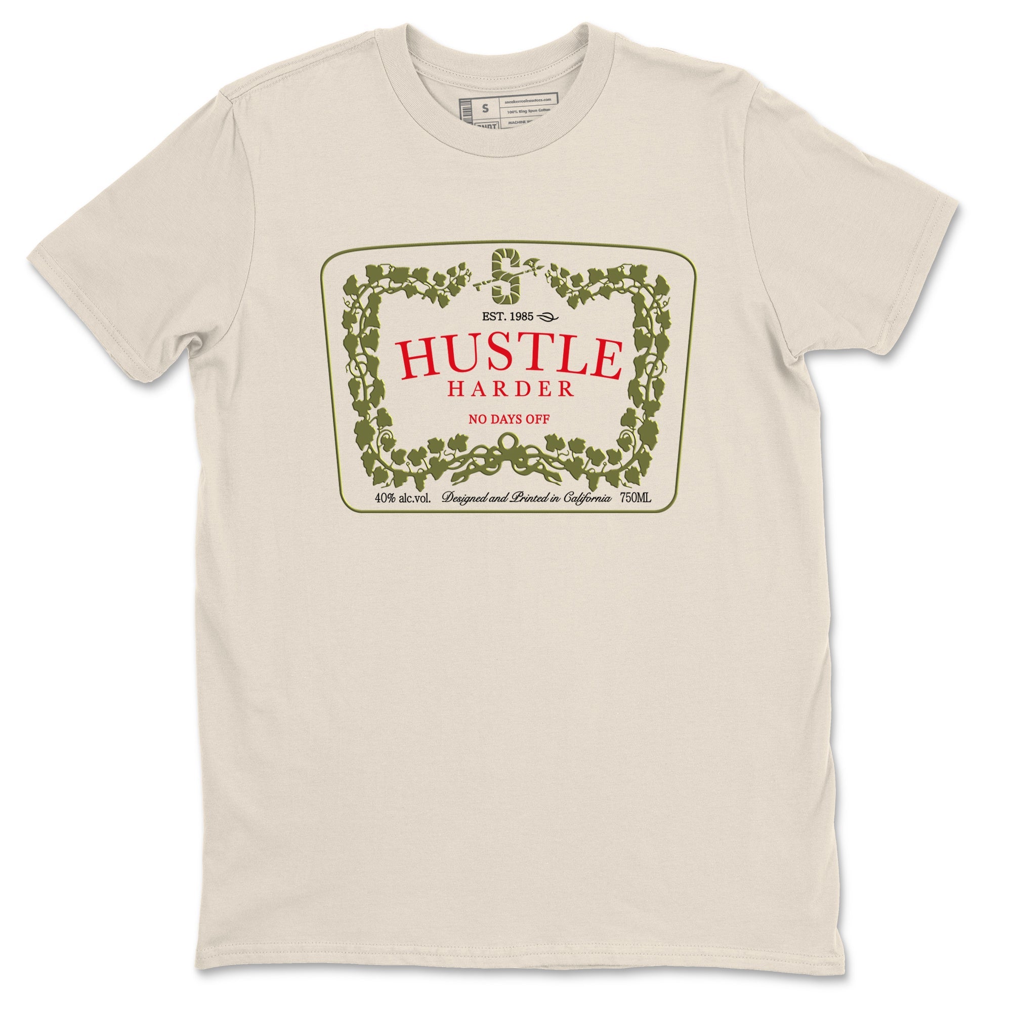1s Travis Scott Medium Olive shirts to match jordans Hustle Harder sneaker match tees Air Jordan 1 Travis Scott Medium Olive SNRT Sneaker Release Tees unisex cotton Natural 2 crew neck shirts
