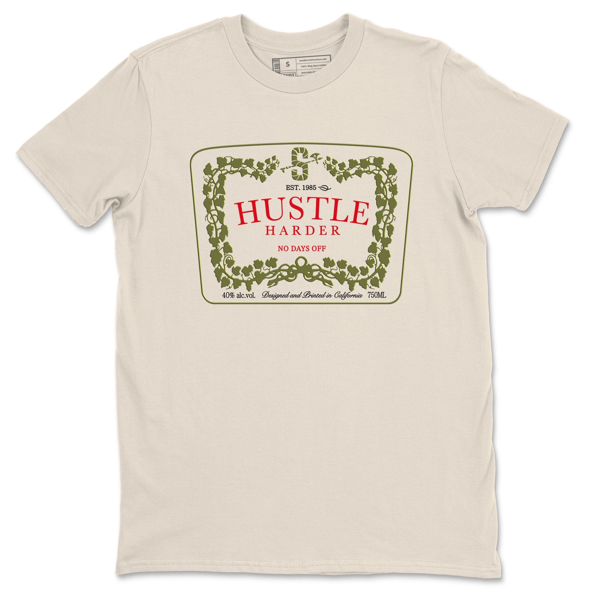1s Travis Scott Medium Olive shirts to match jordans Hustle Harder sneaker match tees Air Jordan 1 Travis Scott Medium Olive SNRT Sneaker Release Tees unisex cotton Natural 2 crew neck shirts