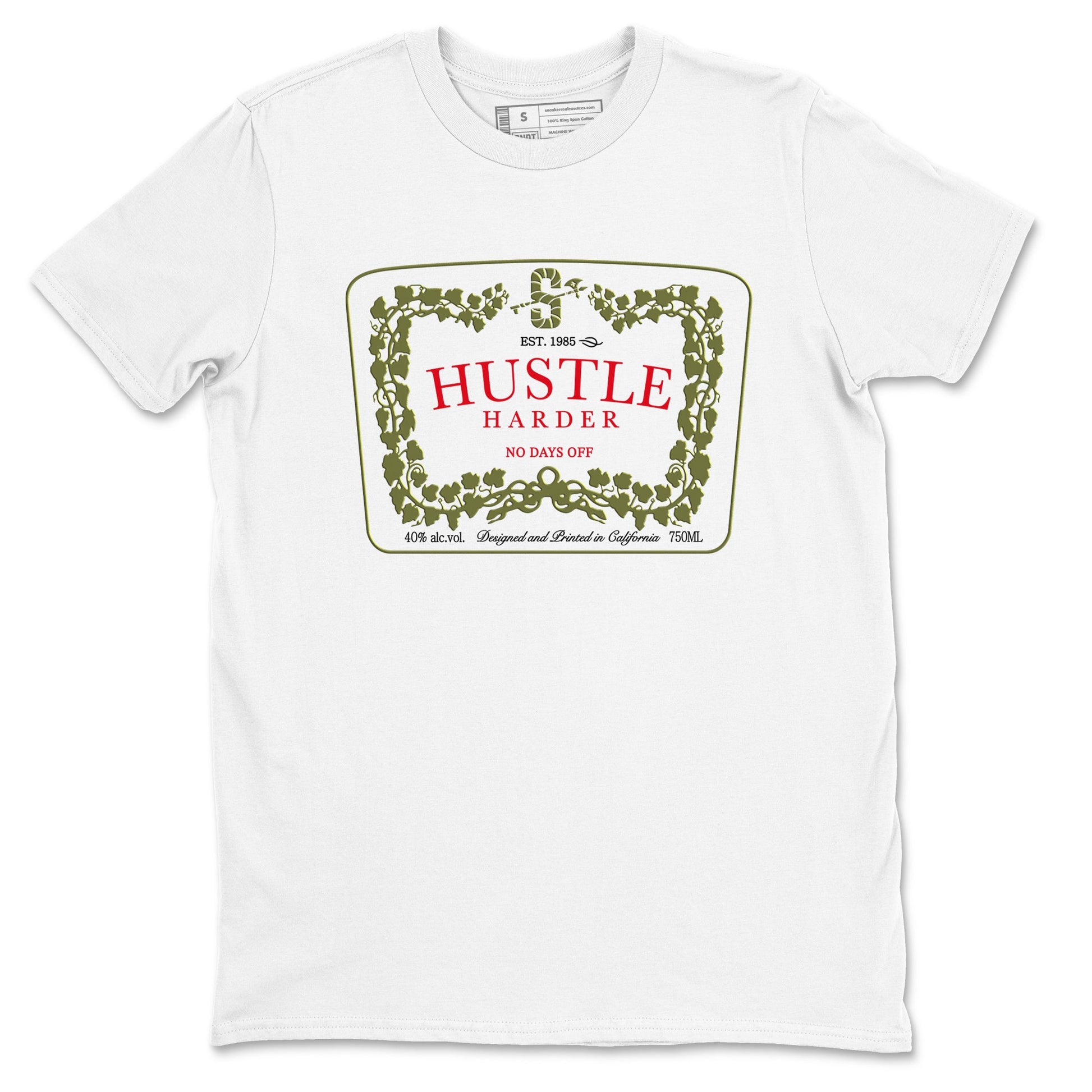 1s Travis Scott Medium Olive shirts to match jordans Hustle Harder sneaker match tees Air Jordan 1 Travis Scott Medium Olive SNRT Sneaker Release Tees unisex cotton White 2 crew neck shirts