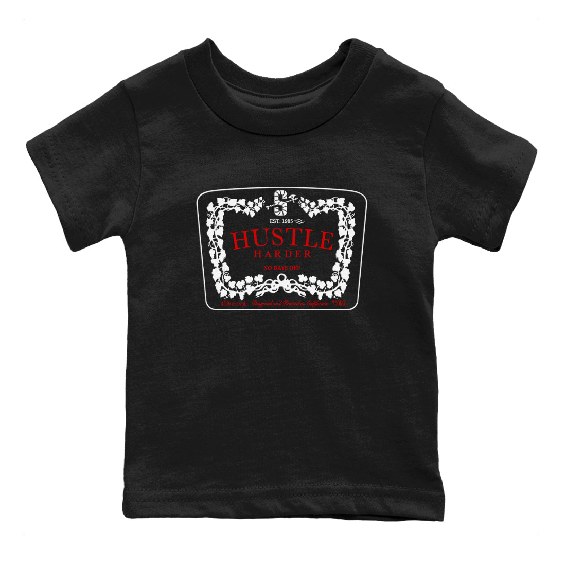 11s Bred Velvet shirts to match jordans Hustle Harder sneaker match tees Air Jordan 11 Bred Velvet SNRT Sneaker Release Tees Youth Baby Black 2 crew neck shirts