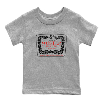 11s Bred Velvet shirts to match jordans Hustle Harder sneaker match tees Air Jordan 11 Bred Velvet SNRT Sneaker Release Tees Youth Baby Heather Grey 2 crew neck shirts