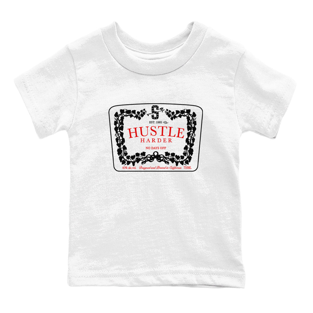 11s Bred Velvet shirts to match jordans Hustle Harder sneaker match tees Air Jordan 11 Bred Velvet SNRT Sneaker Release Tees Youth Baby White 2 crew neck shirts