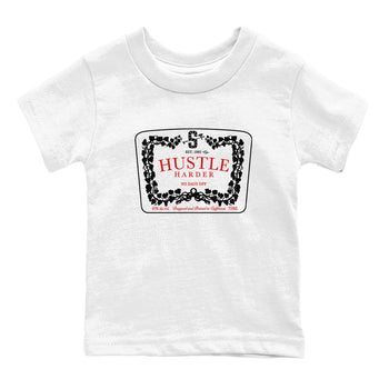 11s Bred Velvet shirts to match jordans Hustle Harder sneaker match tees Air Jordan 11 Bred Velvet SNRT Sneaker Release Tees Youth Baby White 2 crew neck shirts