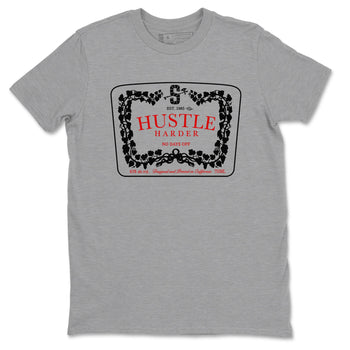 11s Bred Velvet shirts to match jordans Hustle Harder sneaker match tees Air Jordan 11 Bred Velvet SNRT Sneaker Release Tees unisex cotton Heather Grey 2 crew neck shirts