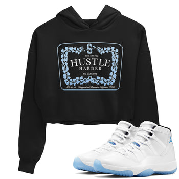 11 Columbia shirts to match jordans Hustle Harder sneaker match tees 11s Retro Legend Blue Columbia SNRT Sneaker Release Tees unisex cotton Black 1 Crop Shirts