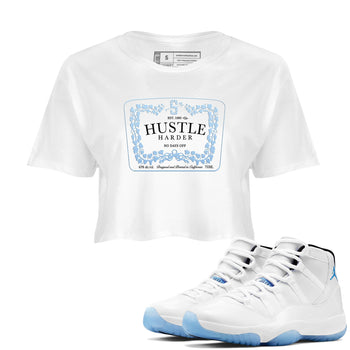 11 Columbia shirts to match jordans Hustle Harder sneaker match tees 11s Retro Legend Blue Columbia SNRT Sneaker Release Tees unisex cotton White 1 Crop Shirts