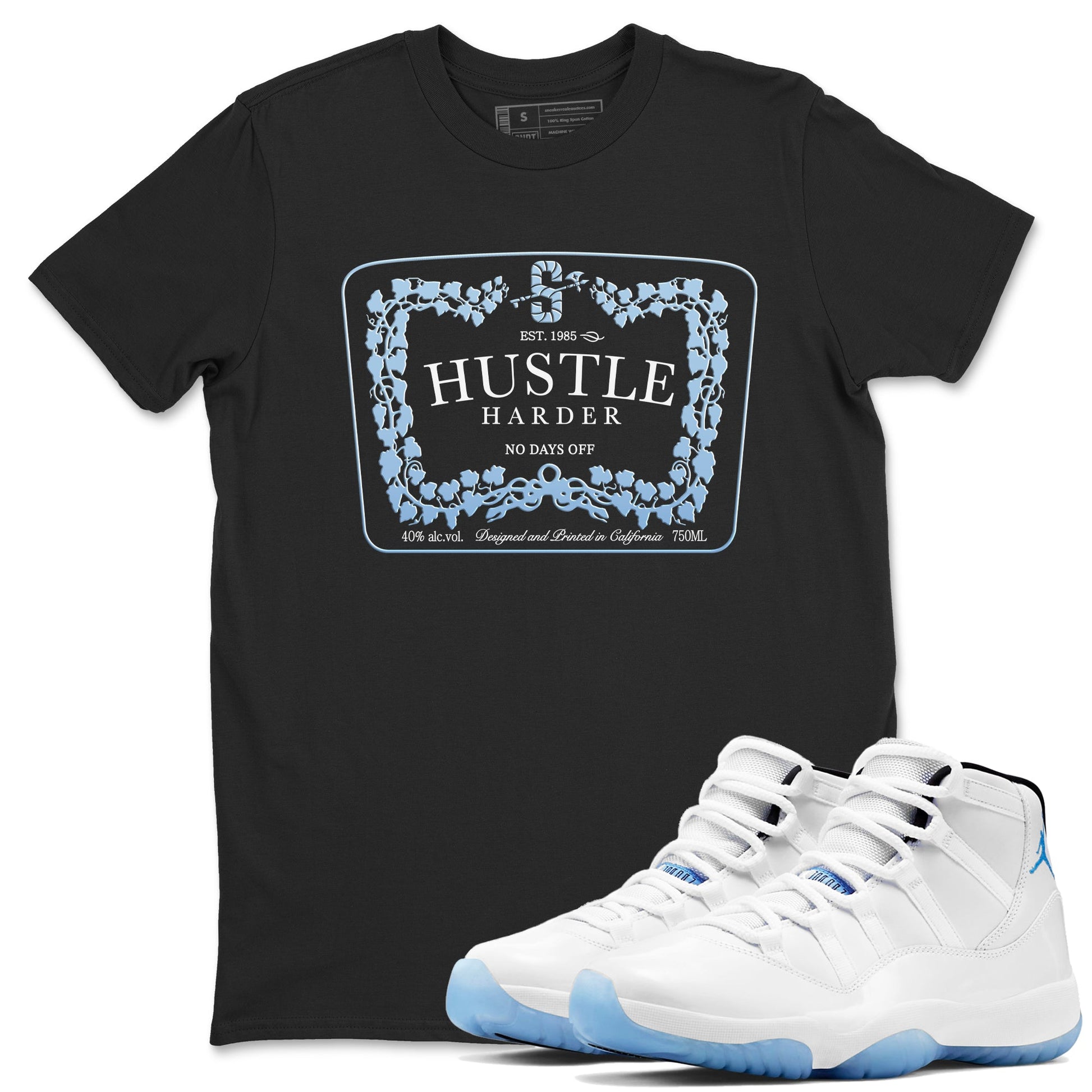 11 Columbia shirts to match jordans Hustle Harder sneaker match tees 11s Retro Legend Blue Columbia SNRT Sneaker Release Tees unisex cotton Black 1 crew neck shirts