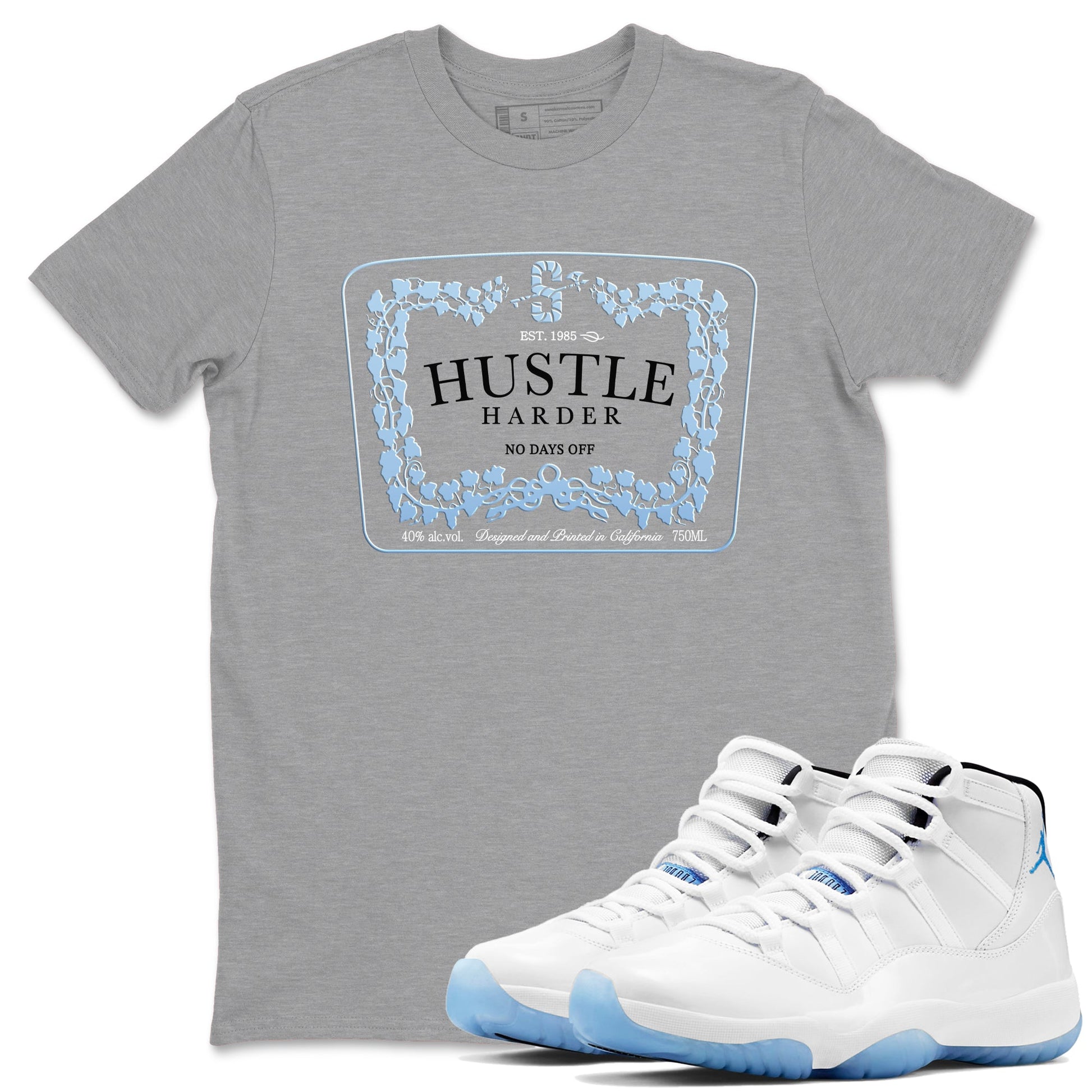 11 Columbia shirts to match jordans Hustle Harder sneaker match tees 11s Retro Legend Blue Columbia SNRT Sneaker Release Tees unisex cotton Heather Grey 1 crew neck shirts