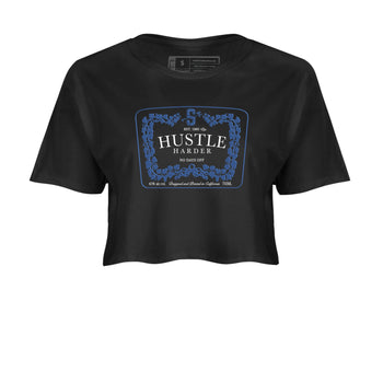 11s Diffused Blue shirts to match jordans Hustle Harder sneaker match tees Air Jordan 11 Diffused Blue SNRT Sneaker Release Tees unisex cotton Black 2 Crop Shirts