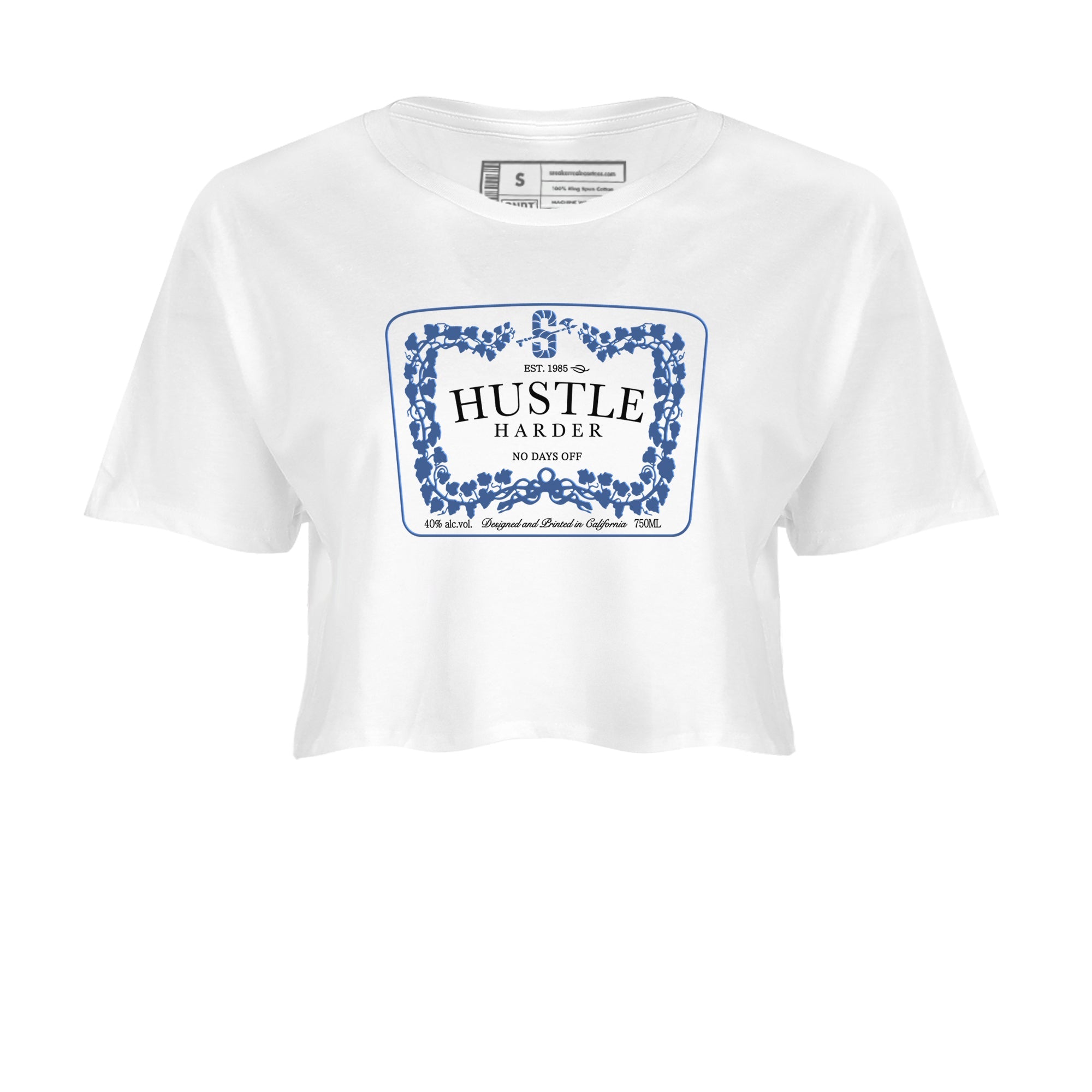 11s Diffused Blue shirts to match jordans Hustle Harder sneaker match tees Air Jordan 11 Diffused Blue SNRT Sneaker Release Tees unisex cotton White 2 Crop Shirts