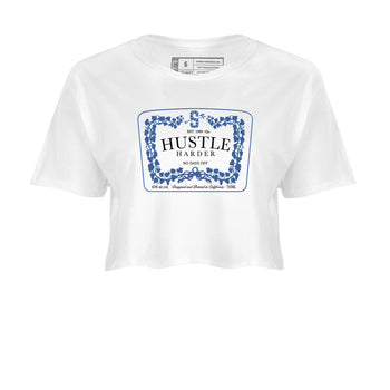 11s Diffused Blue shirts to match jordans Hustle Harder sneaker match tees Air Jordan 11 Diffused Blue SNRT Sneaker Release Tees unisex cotton White 2 Crop Shirts