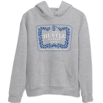 11s Diffused Blue shirts to match jordans Hustle Harder sneaker match tees Air Jordan 11 Diffused Blue SNRT Sneaker Release Tees unisex cotton Heather Grey 2 crew neck shirts