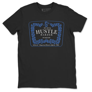 11s Diffused Blue shirts to match jordans Hustle Harder sneaker match tees Air Jordan 11 Diffused Blue SNRT Sneaker Release Tees unisex cotton Black 2 crew neck shirts
