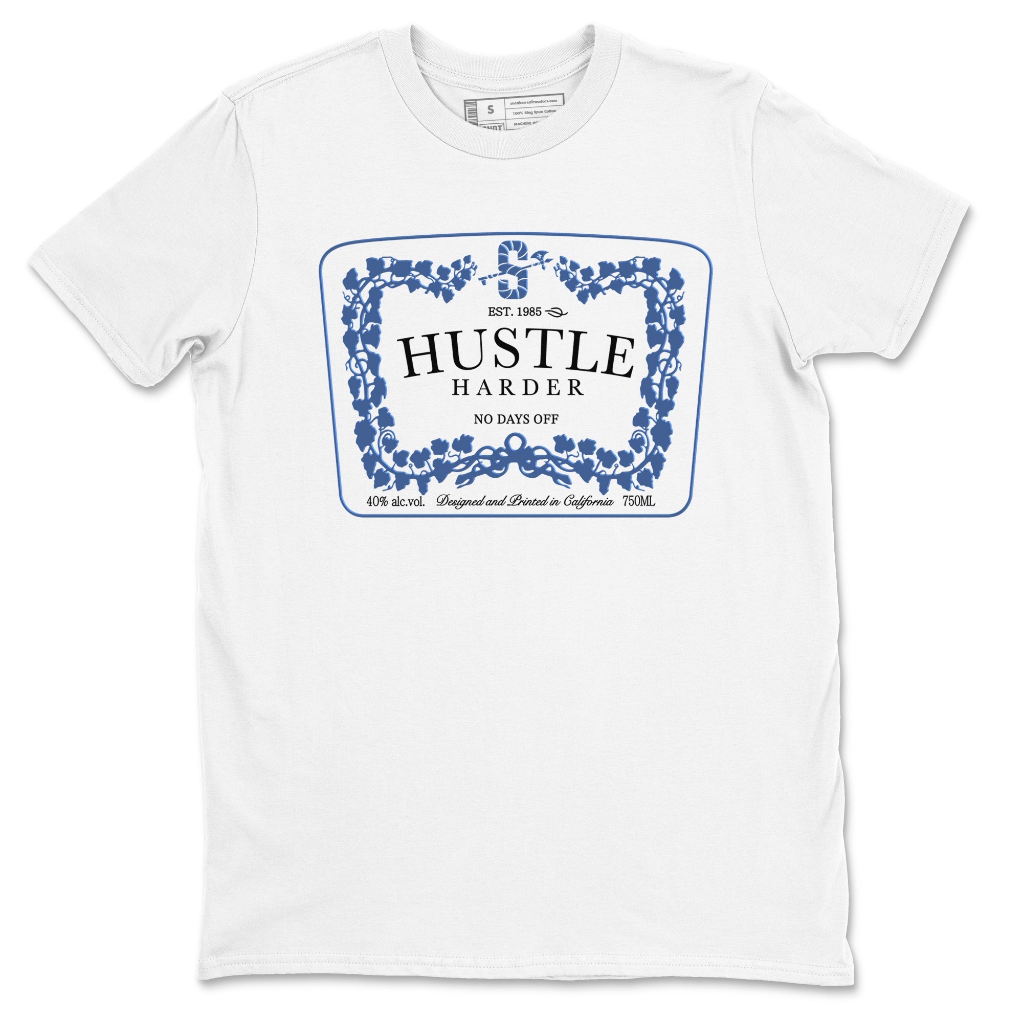 11s Diffused Blue shirts to match jordans Hustle Harder sneaker match tees Air Jordan 11 Diffused Blue SNRT Sneaker Release Tees unisex cotton White 2 crew neck shirts