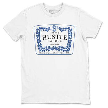 11s Diffused Blue shirts to match jordans Hustle Harder sneaker match tees Air Jordan 11 Diffused Blue SNRT Sneaker Release Tees unisex cotton White 2 crew neck shirts