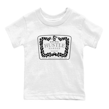12s Black Wolf Grey shirts to match jordans Hustle Harder sneaker match tees Air Jordan 12 Black Wolf Grey match shoes to clothes SNRT Sneaker Tees Youth Baby White 2 tee