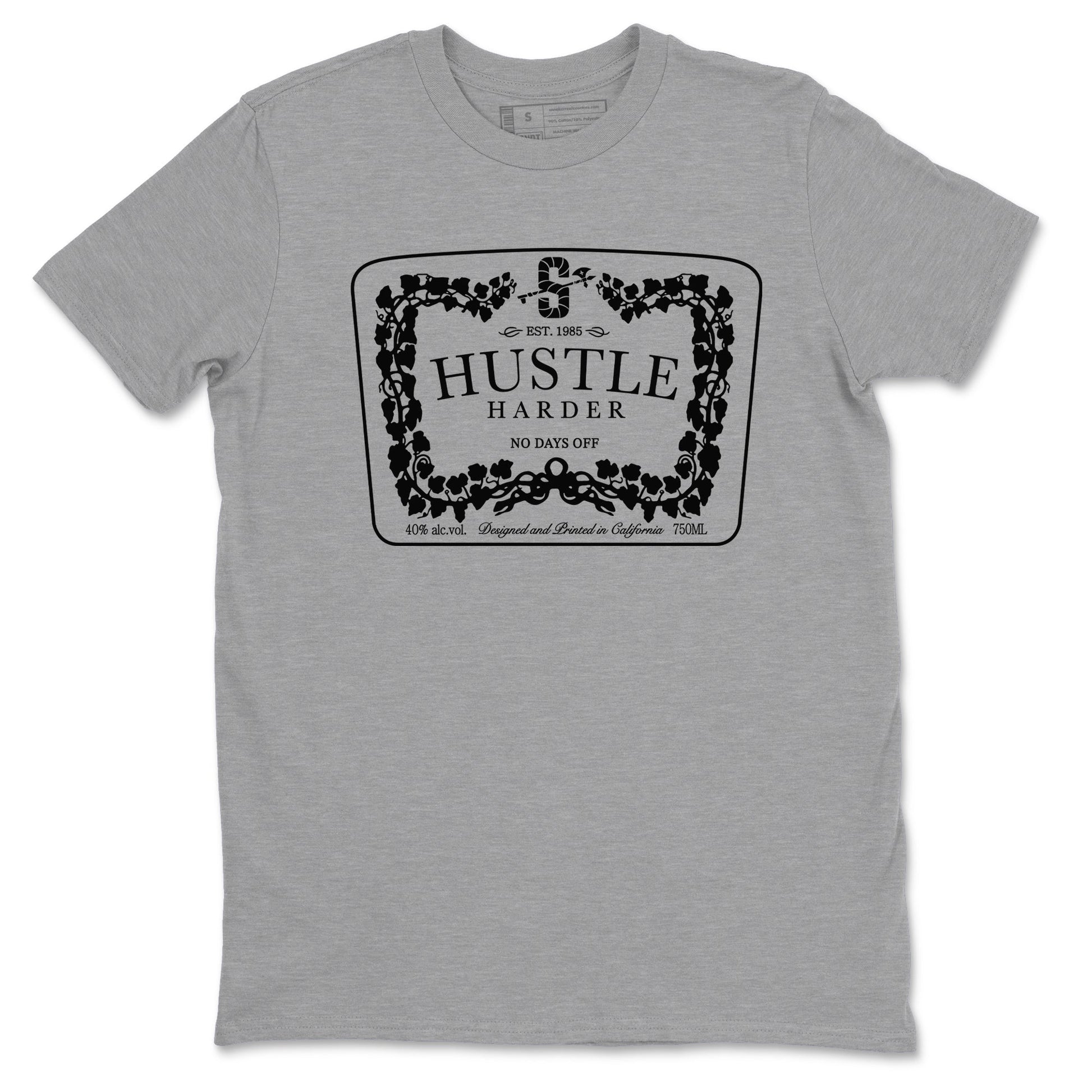 12s Black Wolf Grey shirts to match jordans Hustle Harder sneaker match tees Air Jordan 12 Black Wolf Grey match shoes to clothes SNRT Sneaker Tees unisex cotton Heather Grey 2 shirts