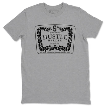 12s Black Wolf Grey shirts to match jordans Hustle Harder sneaker match tees Air Jordan 12 Black Wolf Grey match shoes to clothes SNRT Sneaker Tees unisex cotton Heather Grey 2 shirts